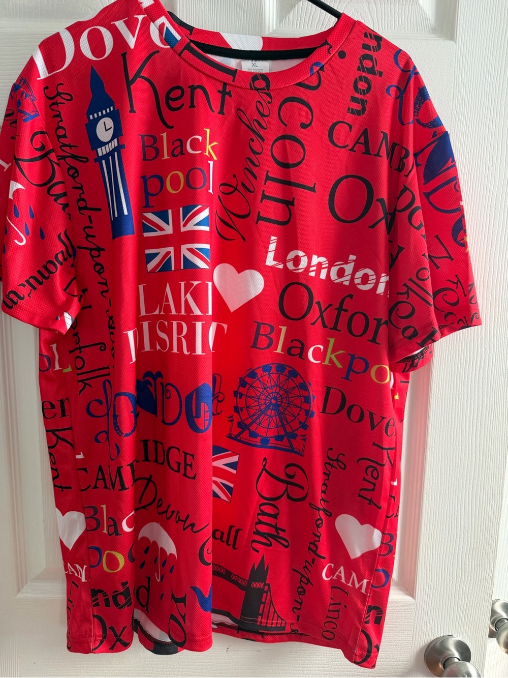 Men's Red Graphic London Print T‑Shirt